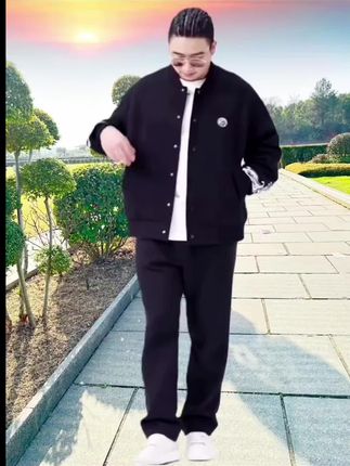 特大码300斤中国风绣花棒球服三件套男国潮条理感休闲裤运动套装#穿搭分享 #潮牌穿搭 #男生穿搭 #谁穿谁帅 #街头穿搭