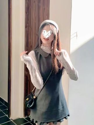 #穿搭 miu系恋人 小个子秋季流光风百搭连衣裙波点针织打底两件套#百搭连衣裙 #连衣裙 #时尚连衣裙 #小香风连衣裙