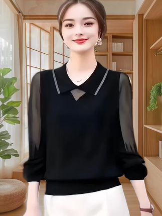 春秋新款轻奢时尚洋气减龄翻领针织衫,百搭又潮流,谁穿谁好看#时尚休闲女装 #时尚气质穿搭 #显瘦显高显气质 #面料柔软亲肤 #减龄气质穿搭