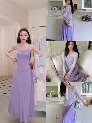 【紫霞仙子】裙子女款爆款2025新款高级感连衣裙套装吊带裙#ootd穿搭 #高级感穿搭 #爆款热卖中 #时尚穿搭 #好物推荐🔥