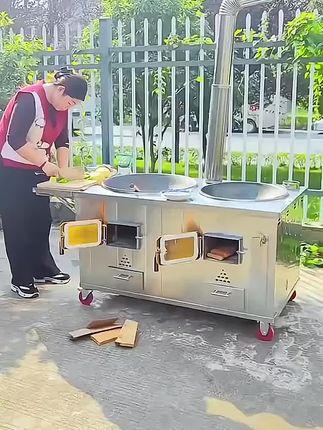 #地锅灶 #柴火灶 #农村柴火灶 #不锈钢大锅台 #大锅台柴火灶