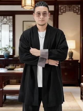 棉麻夹克开衫#高级感穿搭 #男生穿搭 #优雅气质 #夹克外套 #国风古韵