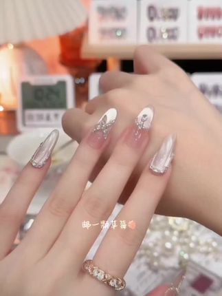 【冬日冰蝶】纯手工穿戴甲猫眼美甲贴片可拆卸指甲贴片10片装#美甲#穿戴甲#日常美甲