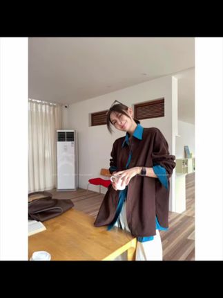 蓝咖撞色搭配 单穿显瘦 叠穿百搭 超强抗皱 手感细腻 假两件中长款衬衫 #高级感穿搭 #百搭衬衫女 #外套穿搭 #轻奢女装 #上衣穿搭