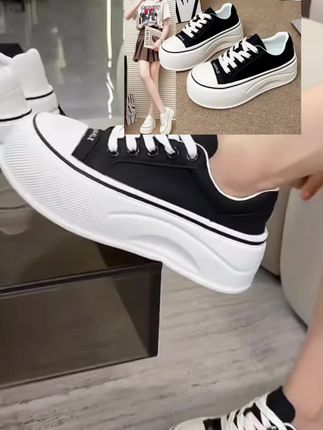 黑白黄三色增高6厘米的小板鞋你会选择哪一款颜色呢?#王奋斗好物推荐 #女鞋推荐