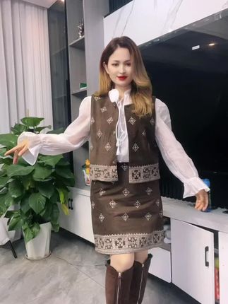 Saeda品牌女装民族风小香风短半裙气质显瘦洋气三件套YF10108#三件套 #套装 #女装 #小香风套装