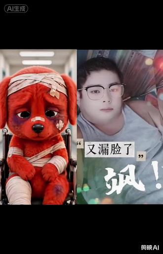 #AI受伤红色小狗模仿大赛
