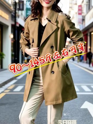 姐妹们快来看看这件超赞的原形收腰中长风衣外套。 #百搭风衣 #风衣外套 #中长款风衣外套 #时尚气质 #收腰风衣