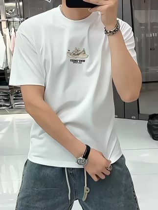 时尚春夏季男士高级潮牌新款短袖帅气青年品质轻奢纯棉T恤高档男装上衣百搭休闲半袖打底衫#夏季穿搭 #短袖t恤 #谁穿谁好看 #不挑年龄不挑身材 #品质男装