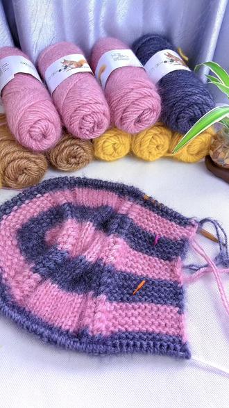 拼色桂花针风雪帽教程 #手工编织零基础教学 #爱生活爱编织#保暖又好看