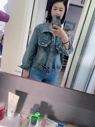 秋款复古牛仔外套#日常穿搭vlog #上热搜