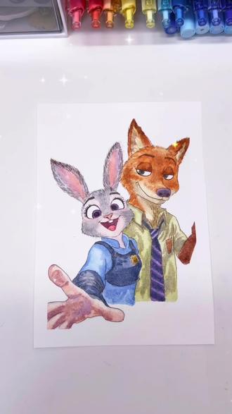 53/100 |新手如何用水彩画出毛茸茸质感
#疯狂动物城 #朱迪尼克 #绘画教程 #一起学画画 #水彩教程