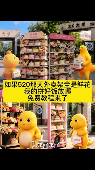 如果20号外卖架上全是鲜花和蛋糕的话,我的拼好饭该放哪里呢?#520 #奶龙 如果520那天外卖架都是鲜花,我的拼好饭放哪里?如果520那天都是鲜花,我的外卖放哪里?#520怎么过 #剪映 #剪映图片设计 奶龙素材奶龙壁纸奶龙表情包可爱的奶龙奶龙背景图奶龙表情包