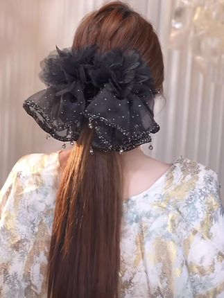 【喜儿ula】8-8-3「华尔兹」时尚轻纱花朵裙摆流苏满天星抓夹#抓夹 #网红饰品 #好物推荐🔥 #抓夹发型 #抓夹盘头发的简单方法