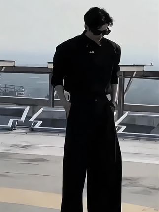 潮流同款上新原创设计款轻奢感简约衬衫,男士套装休闲宽松衬衣长裤