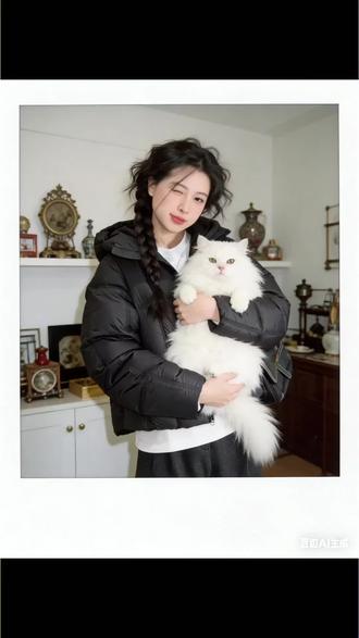 和猫咪合照指令教程来了#复古拍立得 #豆包ai #豆包出大片有两把刷子 #治愈猫咪 #拍立得