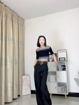 早秋新款高腰显瘦休闲百搭阔腿垂感西装裤8924(带腰带)