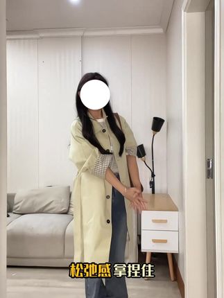 小个子女生福音!春秋新款韩版风衣外套中长款显高设计,休闲百搭大衣高级感满满,显瘦10斤不是梦!