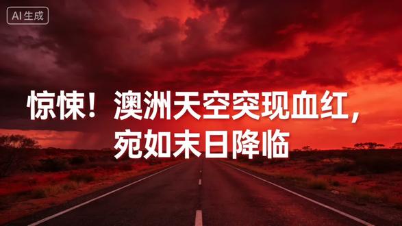 惊悚!澳洲天空突现血红,宛如末日降临 #澳洲血色天空 #极端天气 #全球气候变化 #自然警示 #地球生态
