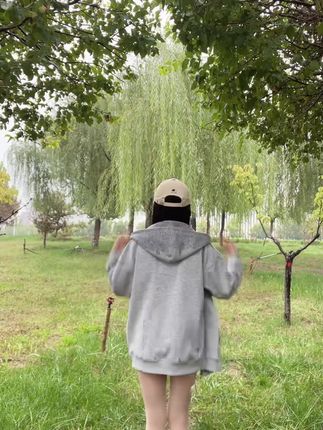 新款外套女秋冬季露思同款连帽外套开衫男女款慵懒风灰色卫衣2025