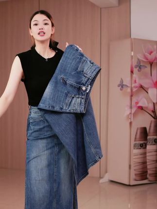 时尚必备!牛仔长裙 #旗袍 #显高显瘦显腿长 #品质女装 #高级穿搭 #秀出好身材