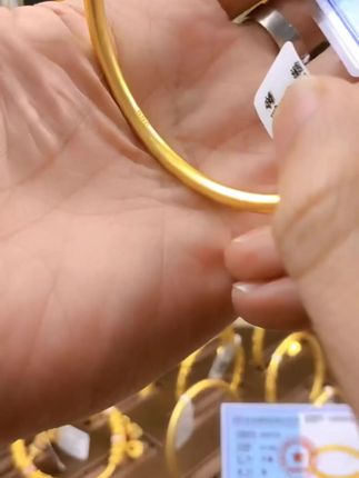 铜合金手镯 新中式24K黄金色4N古法素圈传承手镯时尚简约实心女款