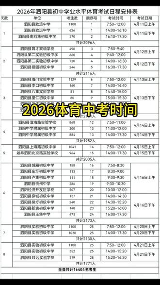 2026年中考体育考试时间 #中考体育 #中考体育时间 #中考体育安排