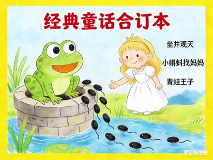 假如童话里的青蛙都是同一只青蛙 坐井观天|小蝌蚪找妈妈|青蛙王子合订本#插画 #治愈动漫 #原创动画 #儿童读物 #画画