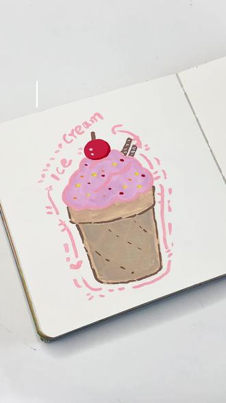 快速画小可爱 || 樱桃冰淇淋#画画过程 #马克笔手绘