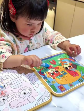 儿童画本【精选好物】涂色绘画画套装反复填色水彩画益智水画本
