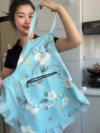 挂脖围裙厨房家用潮款韩系高档围腰厨房年轻人做饭防油一件两件装