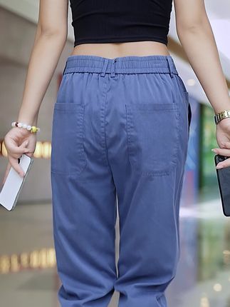 夏季薄款莱赛尔休闲裤男士新款宽松直筒垂感百搭时尚长裤子