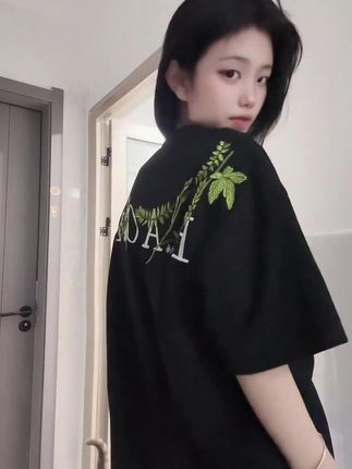 重磅高街花卉字母刺绣短袖T恤女夏季新款宽松情侣纯棉上衣