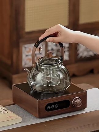 双色半月玻璃提梁壶,电陶炉可用泡茶壶