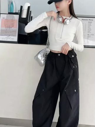 女童秋装新款工装弯刀裤2025新款